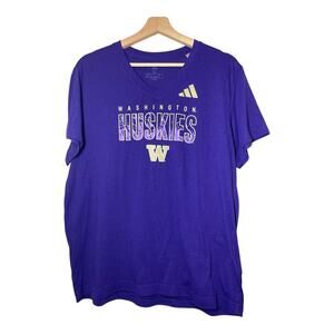 UW University of Washington Huskies Womens T-Shirt V-Neck XL Short Sleeve Adidas